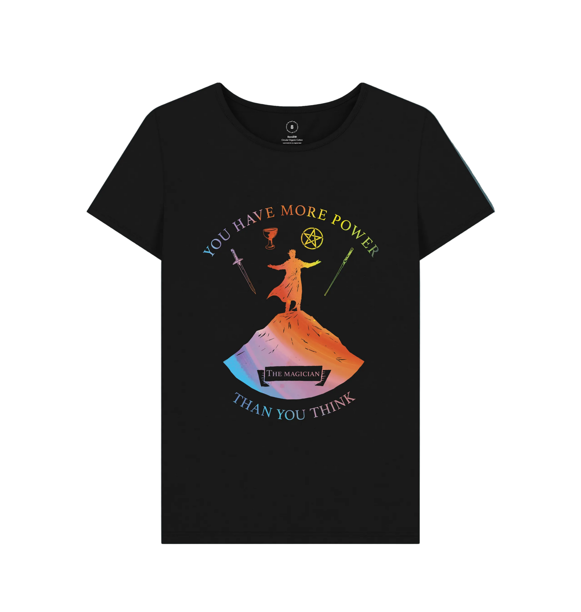 Black Recycled Printed T-Shirt Front