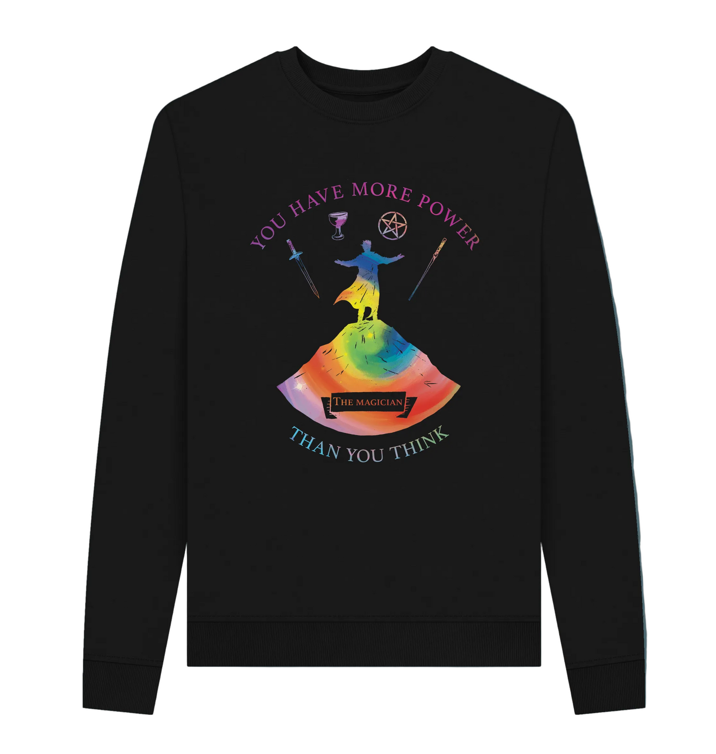 Black Recycled Printed Sweater Front