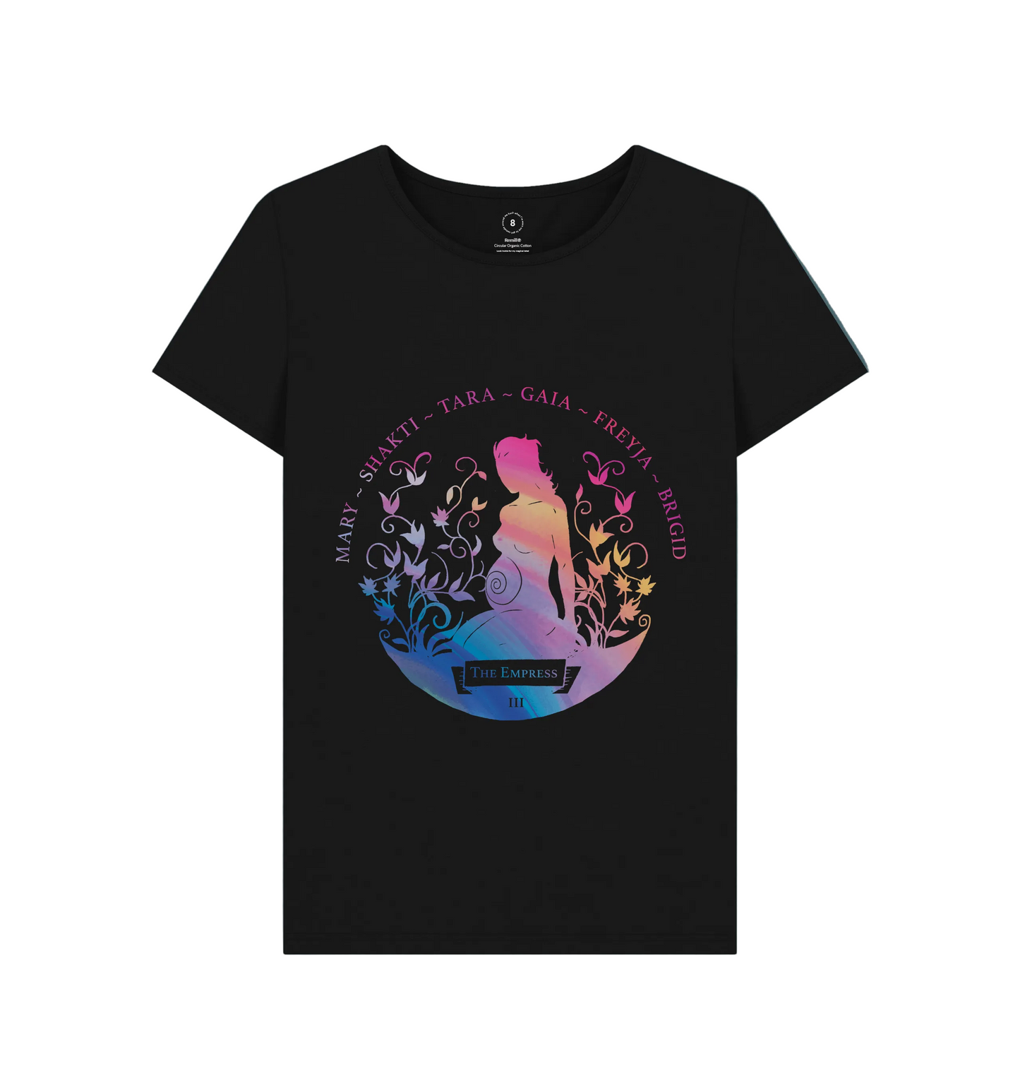 Black Recycled Printed T-Shirt Front
